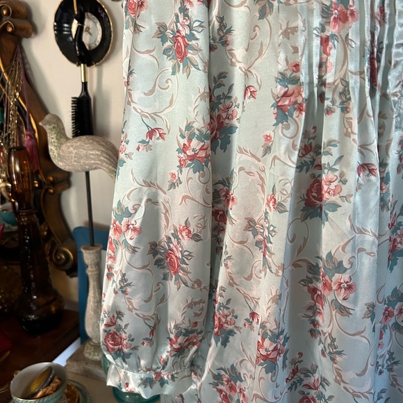 Vintage Satiny Flannel-Backed Floral Nightgown - Picture 5 of 12